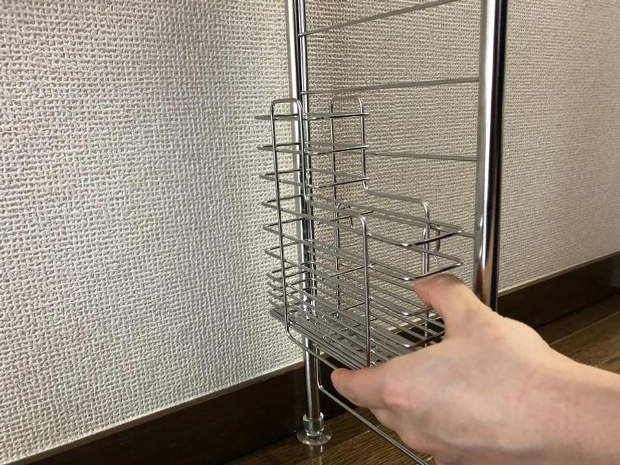 ニトリの伸縮シンク上ラックにオプションを付けたイメージ