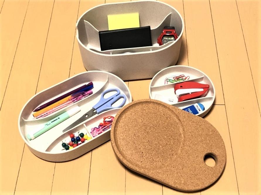 IKEAのサクスボルガに文豪具を収納したイメージ